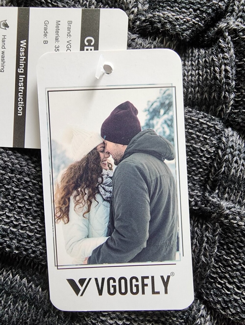 VIGOOFLY Knit Slouch Beanie - Charcoal Gray - Picture 2 of 4